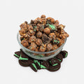 Luck of The Irish The Popcorn Loft specialty chocolate coated popcorn in caramel brown with Oreo mint mix in