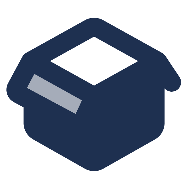 Graduation cap icon in dark blue with a simple geometric outline on a black background