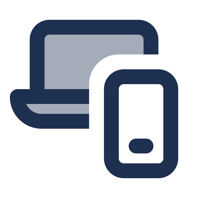 Dark blue app icon with a rounded square and a smaller rounded square cutout on a black background