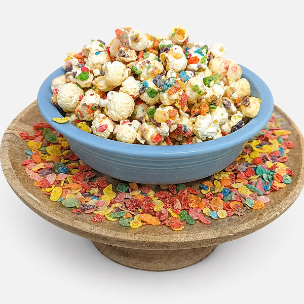 Rebels Pebbles by The Popcorn Loft mini flavored popcorn with cereal layer and colorful rainbow pieces